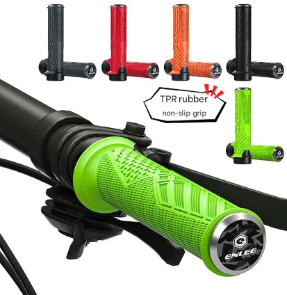 Green Ergonomic Lock On Bike Grips Anti Slip Tpr Rubber Alloy Rings & Plugs For Mtb Commuter Bikes Handlebar Grips Tape & Pads