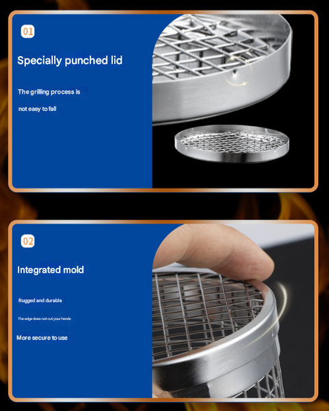 2 Pcs Size L Silver Rolling Stainless Steel Bbq Grill Basket Cylindrical Grilling Cage For Veggies Meats & More (304 Food Grade) Parts & Accessories