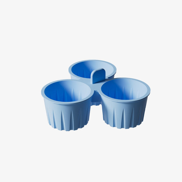 2 Pcs Blue 3 Compartment Silicone Bowl Bpa Free Microwave & Air Fryer Safe For Eggs Baking Food Storage Bowls