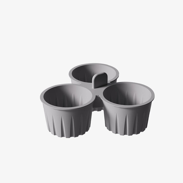 2 Pcs Grey 3 Compartment Silicone Bowl Bpa Free Microwave & Air Fryer Safe For Eggs Baking Food Storage Bowls