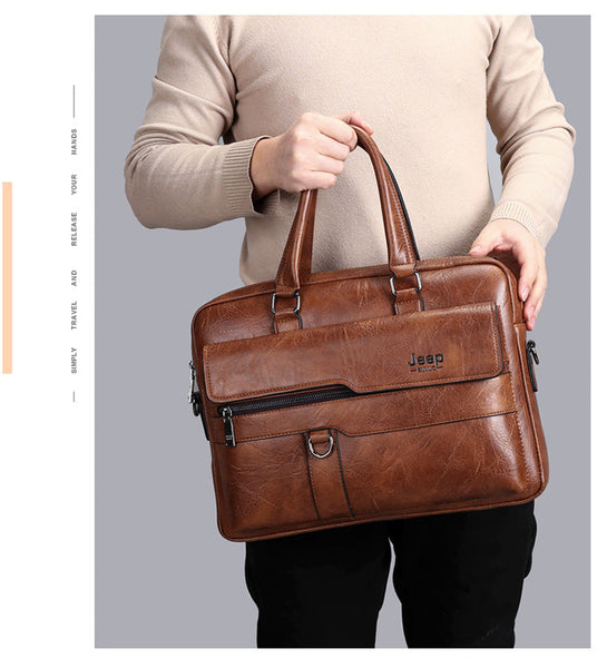 Brown Men's Pu Leather Briefcase Vintage Style Laptop Messenger Bag Crossbody Satchel For Business & Casual Bags