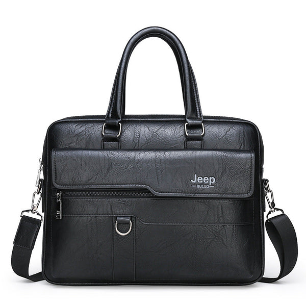 Black Men's Pu Leather Briefcase Vintage Style Laptop Messenger Bag Crossbody Satchel For Business & Casual Bags