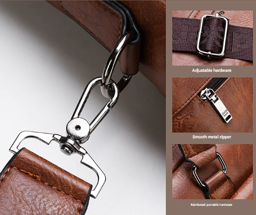 Black Men's Pu Leather Briefcase Vintage Style Laptop Messenger Bag Crossbody Satchel For Business & Casual Bags