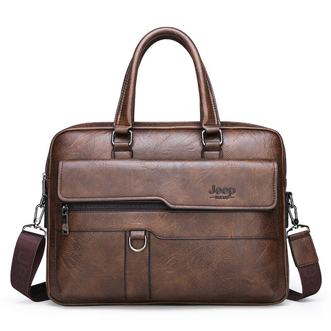 Coffee Men's Pu Leather Briefcase Vintage Style Laptop Messenger Bag Crossbody Satchel For Business & Casual Bags