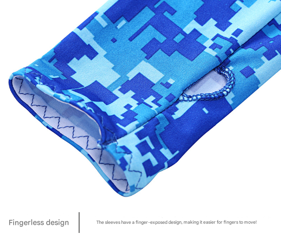 2 Sets Blue Camouflage Cooling Uv Protection Skull Cap Neck Gaiter & 4 Arm Sleeves For Outdoor Sports Other Motorcycle Clothing