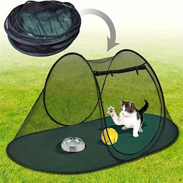 Black Pop Up Pet Tent Lightweight Foldable Outdoor Enclosure For Dogs & Cats Breathable Mesh Travel Kennel Pet Beds