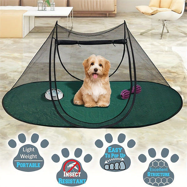 Black Pop Up Pet Tent Lightweight Foldable Outdoor Enclosure For Dogs & Cats Breathable Mesh Travel Kennel Pet Beds