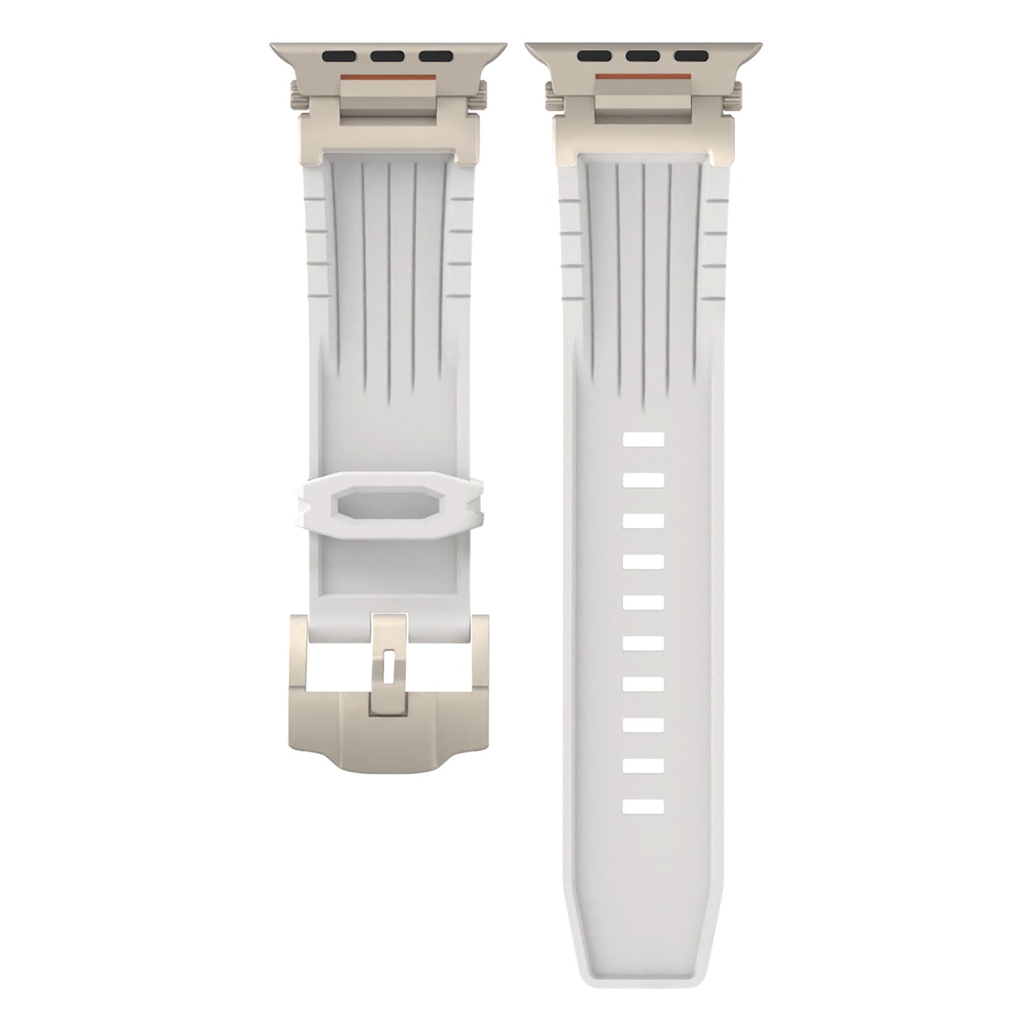 White Rugged Tactical Silicone Strap For Apple Watch Ultra & Series Heavy Duty Metal Clasp Watch Bands