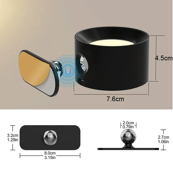 Khaki Wood Grain Rechargeable Led Magnetic Wall Light Touch Control 3 Colors & Dimmable Usb Portable Night Lamp For Reading Cabinets Lamps
