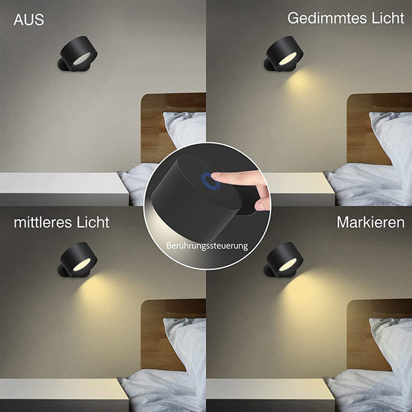 Khaki Wood Grain Rechargeable Led Magnetic Wall Light Touch Control 3 Colors & Dimmable Usb Portable Night Lamp For Reading Cabinets Lamps