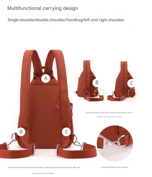 Orange Versatile Women's Convertible Mini Backpack & Sling Bag Stylish Anti Theft Oxford Cloth Daypack Fits 9.7In Ipad Women Backpacks