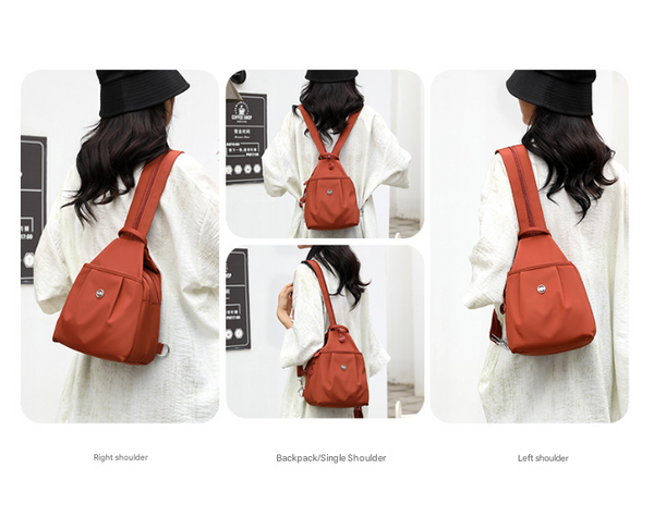 Orange Versatile Women's Convertible Mini Backpack & Sling Bag Stylish Anti Theft Oxford Cloth Daypack Fits 9.7In Ipad Women Backpacks