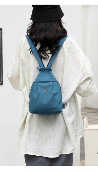 Blue Versatile Women's Convertible Mini Backpack & Sling Bag Stylish Anti Theft Oxford Cloth Daypack Fits 9.7In Ipad Women Backpacks