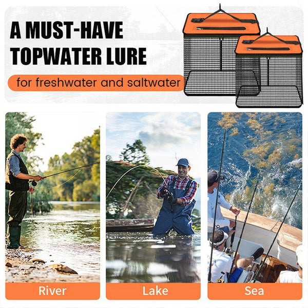 1 Piece Orange And Black Durable Collapsible Fishing Keepnet Large 40.5L Quick Dry Coated Nylon Basket For Live Bait & Catch Other Tackle & Accessorie