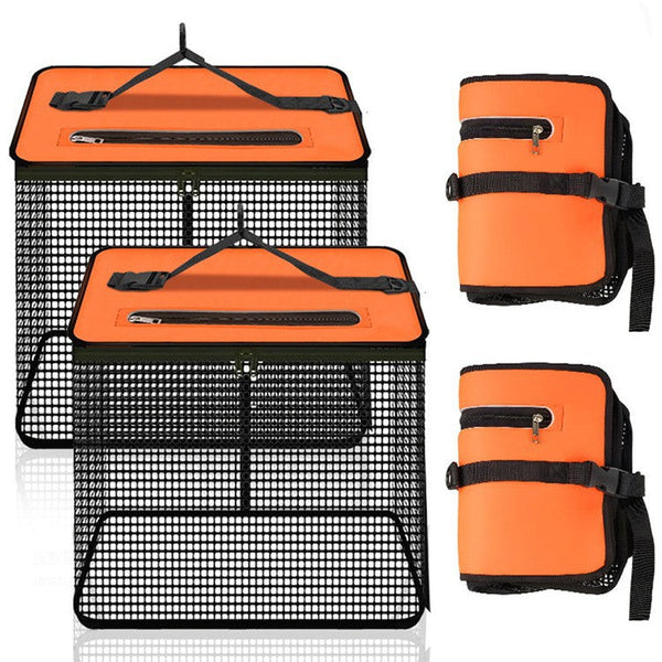 1 Piece Orange And Black Durable Collapsible Fishing Keepnet Large 40.5L Quick Dry Coated Nylon Basket For Live Bait & Catch Other Tackle & Accessorie