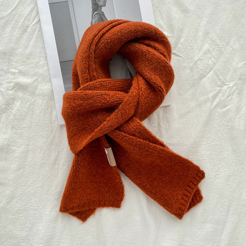 Orange Luxuriously Soft Wool Blend Knit Scarf Cozy Warm Solid Colour Unisex Winter Essential Scarves & Wraps