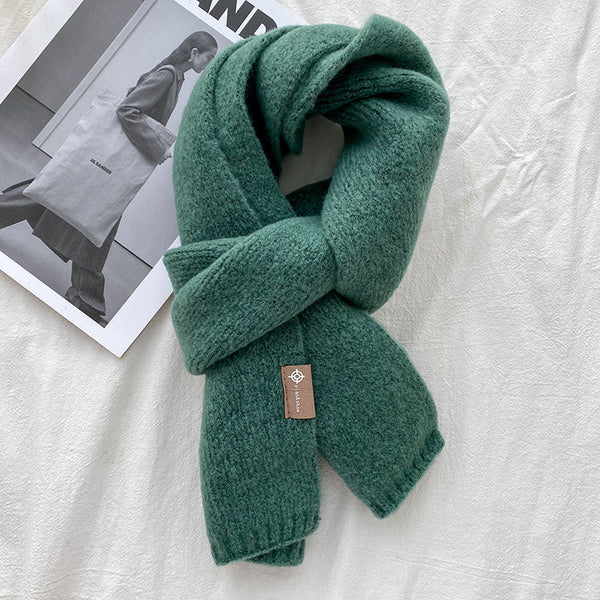 Dark Green Luxuriously Soft Wool Blend Knit Scarf Cozy Warm Solid Colour Unisex Winter Essential Scarves & Wraps