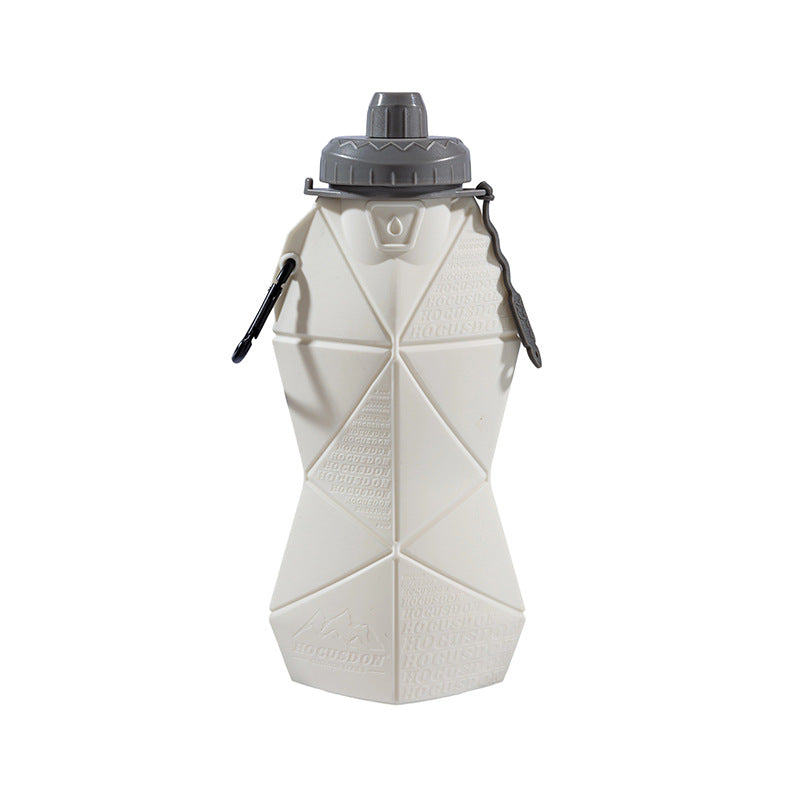 White And Grey Cup Lid Ultimate Foldable Silicone Water Bottle Lightweight Leakproof Travel & Sports Hydration 700Ml Water Bottles & Vacuum Flasks