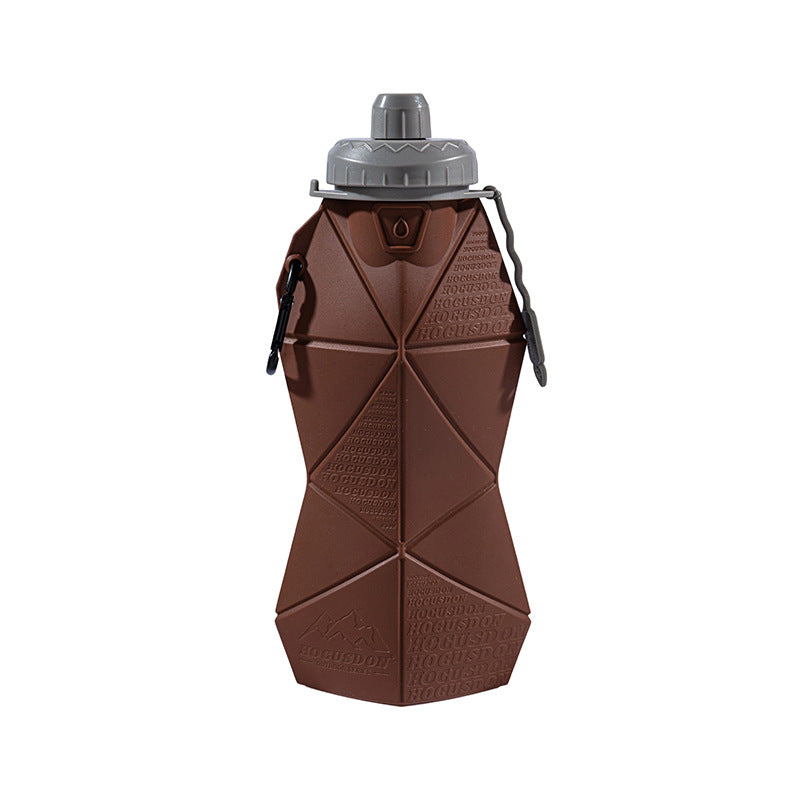 Brown And Grey Cup Lid Ultimate Foldable Silicone Water Bottle Lightweight Leakproof Travel & Sports Hydration 700Ml Water Bottles & Vacuum Flasks
