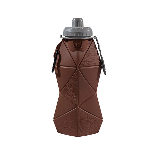 Brown And Grey Cup Lid Ultimate Foldable Silicone Water Bottle Lightweight Leakproof Travel & Sports Hydration 700Ml Water Bottles & Vacuum Flasks