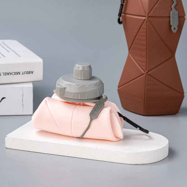 Brown And Grey Cup Lid Ultimate Foldable Silicone Water Bottle Lightweight Leakproof Travel & Sports Hydration 700Ml Water Bottles & Vacuum Flasks