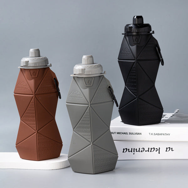 Black And Cup Lid Ultimate Foldable Silicone Water Bottle Lightweight Leakproof Travel & Sports Hydration 700Ml Water Bottles & Vacuum Flasks