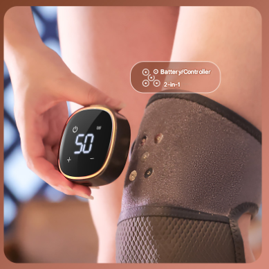 Grey Wireless Heated Knee Massager Brace Rechargeable Vibration & Heat Therapy For Joint Pain Relief & Arthritis Support Massagers