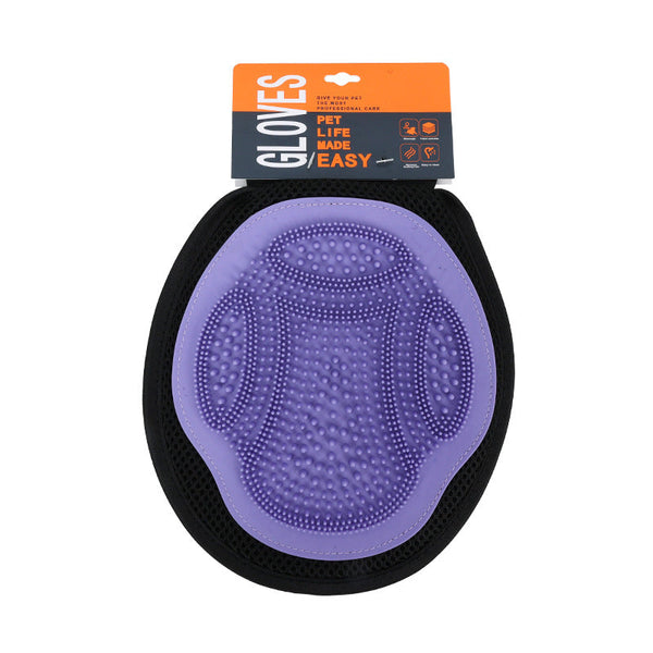 Purple 3 Pack Gentle Pet Grooming Glove Deshedding Bathing & Massage Mitt For Dogs Cats Breathable Adjustable Massagers