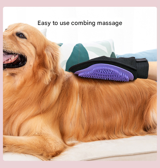 Purple 3 Pack Gentle Pet Grooming Glove Deshedding Bathing & Massage Mitt For Dogs Cats Breathable Adjustable Massagers