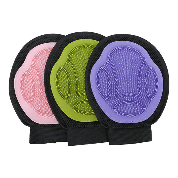 Green 3 Pack Gentle Pet Grooming Glove Deshedding Bathing & Massage Mitt For Dogs Cats Breathable Adjustable Massagers