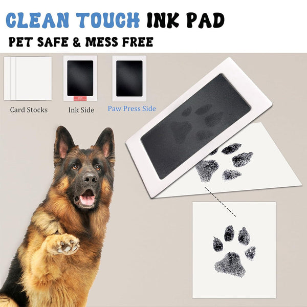 Black And White Pet Paw Print Keepsake Photo Frame Kit Mess Free Ink Pad For Dogs & Cats Dual Display Photo Frames
