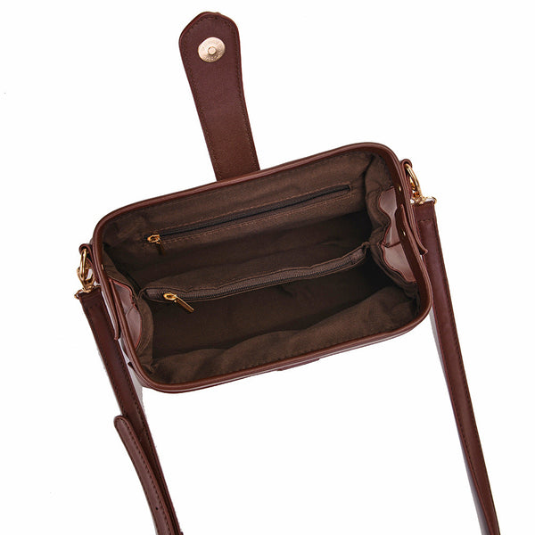 Coffee Chic Inspired Pu Leather Crossbody Bag Small Frame Doctor Style Purse With Strap Women's Bags & Handbags