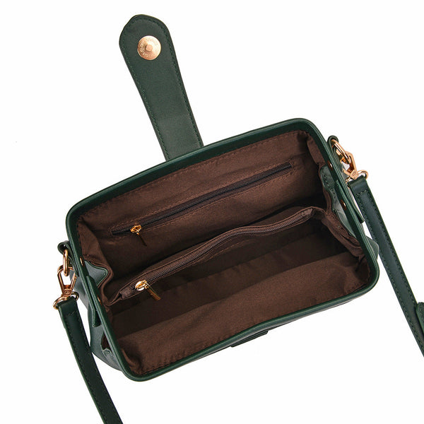 Dark Green Chic Vintage Inspired Pu Leather Crossbody Bag Small Frame Doctor Style Purse With Adjustable Strap Women's Bags & Handbags