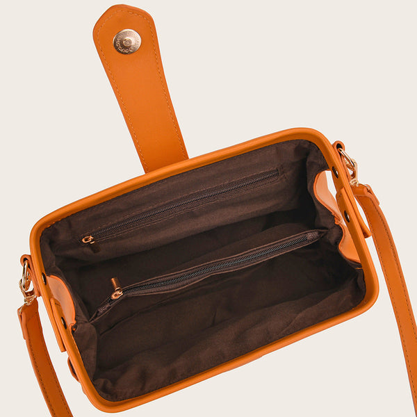 Yellow Chic Inspired Pu Leather Crossbody Bag Small Frame Doctor Style Purse With Strap Women's Bags & Handbags