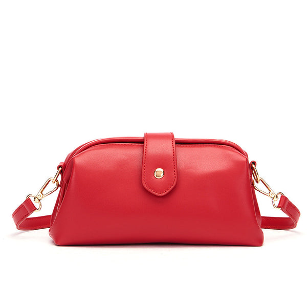 Red Chic Inspired Pu Leather Crossbody Bag Small Frame Doctor Style Purse With Strap Women's Bags & Handbags