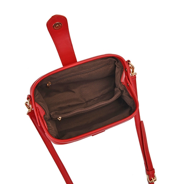 Red Chic Inspired Pu Leather Crossbody Bag Small Frame Doctor Style Purse With Strap Women's Bags & Handbags