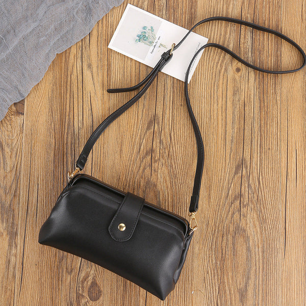 Black Chic Inspired Pu Leather Crossbody Bag Small Frame Doctor Style Purse With Strap Women's Bags & Handbags