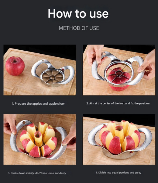 Silver Premium Apple Slicer Corer Heavy Duty Stainless Steel Fruit Cutter 8 Slice Divider Kitchen Gadget Peelers & Slicers