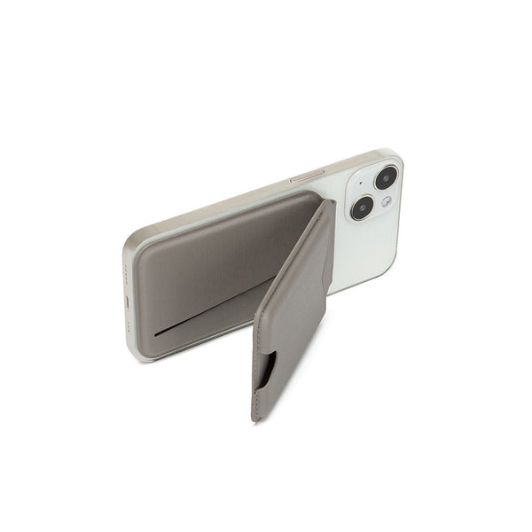 Grey Chic Magsafe Wallet With Mirror & Stand Pu Leather Card Holder For Iphone 12 16 Series Travel Wallets