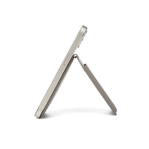 Grey Chic Magsafe Wallet With Mirror & Stand Pu Leather Card Holder For Iphone 12 16 Series Travel Wallets