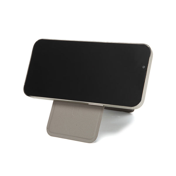 Grey Chic Magsafe Wallet With Mirror & Stand Pu Leather Card Holder For Iphone 12 16 Series Travel Wallets