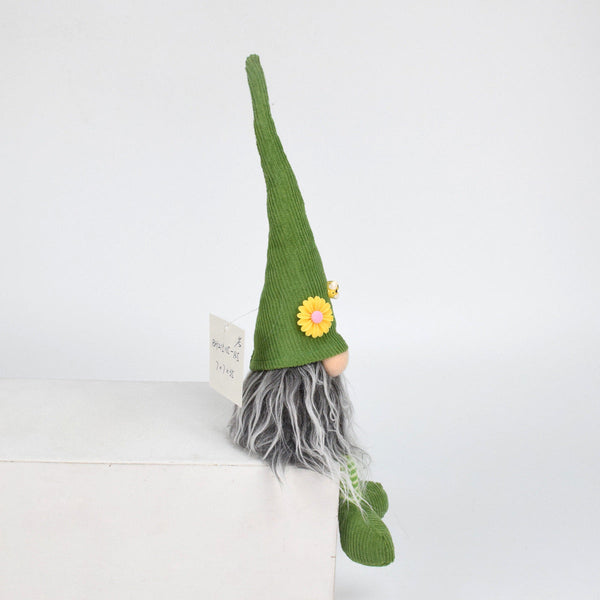 2 Pcs Charming Green Gnome Plush Faceless Gonk With Long Dangle Legs Adorable Shelf Sitter Home Decor Accent Sculptures & Figurines