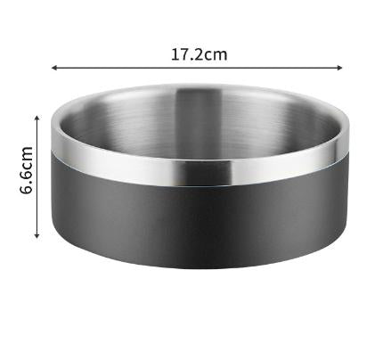 Black And Silver Premium 304 Stainless Steel Pet Bowl (32Oz) Non Slip Anti Tip Food & Water Dish For Dogs Cats Durable Easy Clean Dog Bowls
