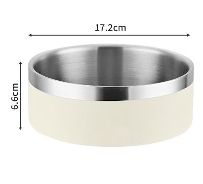 Beige And Silver Premium 304 Stainless Steel Pet Bowl (32Oz) Non Slip Anti Tip Food & Water Dish For Dogs Cats Durable Easy Clean Dog Bowls