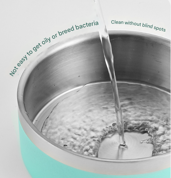 Beige And Silver Premium 304 Stainless Steel Pet Bowl (64Oz) Non Slip Anti Tip Food & Water Dish For Dogs Cats Durable Easy Clean Dog Bowls