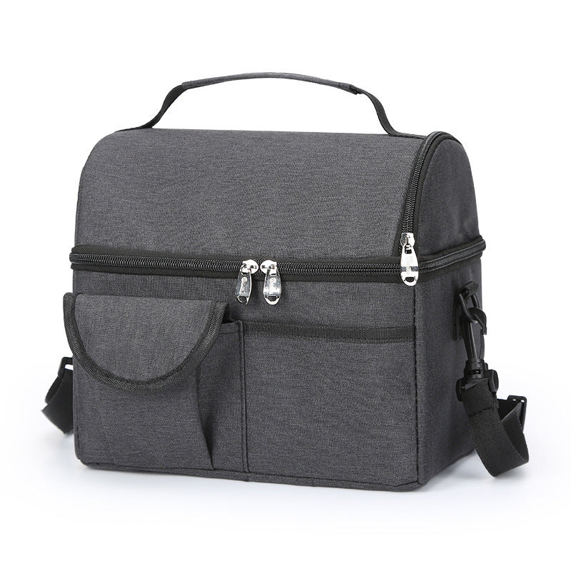 2 Pcs Black Premium Double Layer Insulated Lunch Bag 8.4L Thermal Cooler Tote With Shoulder Strap Lunchboxes