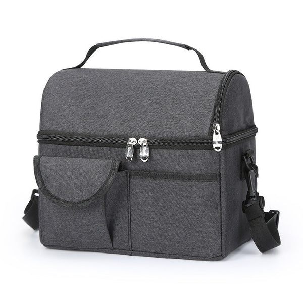 2 Pcs Black Premium Double Layer Insulated Lunch Bag 8.4L Thermal Cooler Tote With Shoulder Strap Lunchboxes