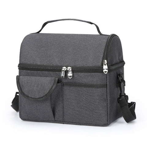 2 Pcs Black Premium Double Layer Insulated Lunch Bag 8.4L Thermal Cooler Tote With Shoulder Strap Lunchboxes