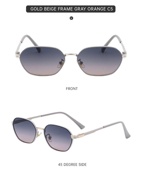 Purple Gradient Lenses Chic Oval For Women Uv400 Protection Lightweight Metal Frame Comfortable Design Sunglasses