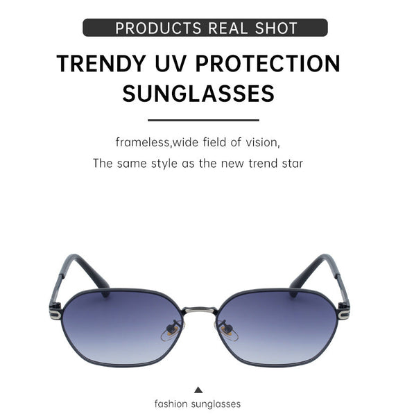 Purple Gradient Lenses Chic Oval For Women Uv400 Protection Lightweight Metal Frame Comfortable Design Sunglasses